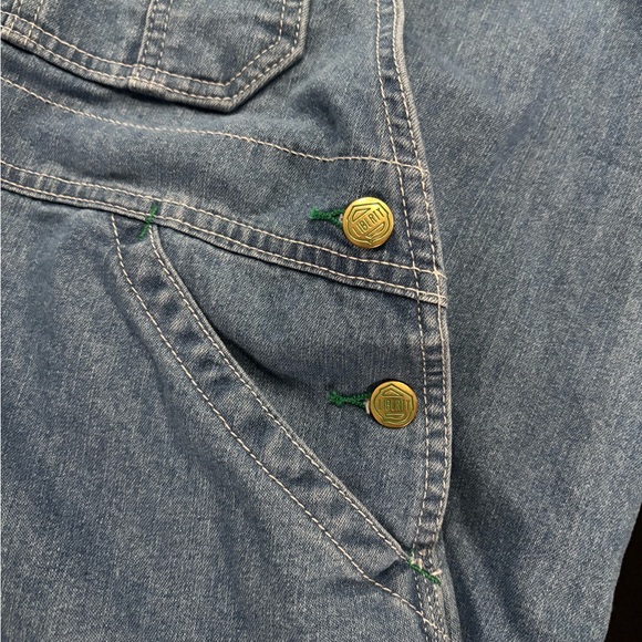 Women’s Liberty Blue Denim Overalls with Green and Gold Details - Picture 3 of 7